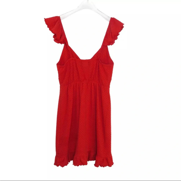 MINKPINK Revolve Laurel Mini Dress Red Eyelett Sleeveless Mini Dress Siz… - Picture 6 of 8